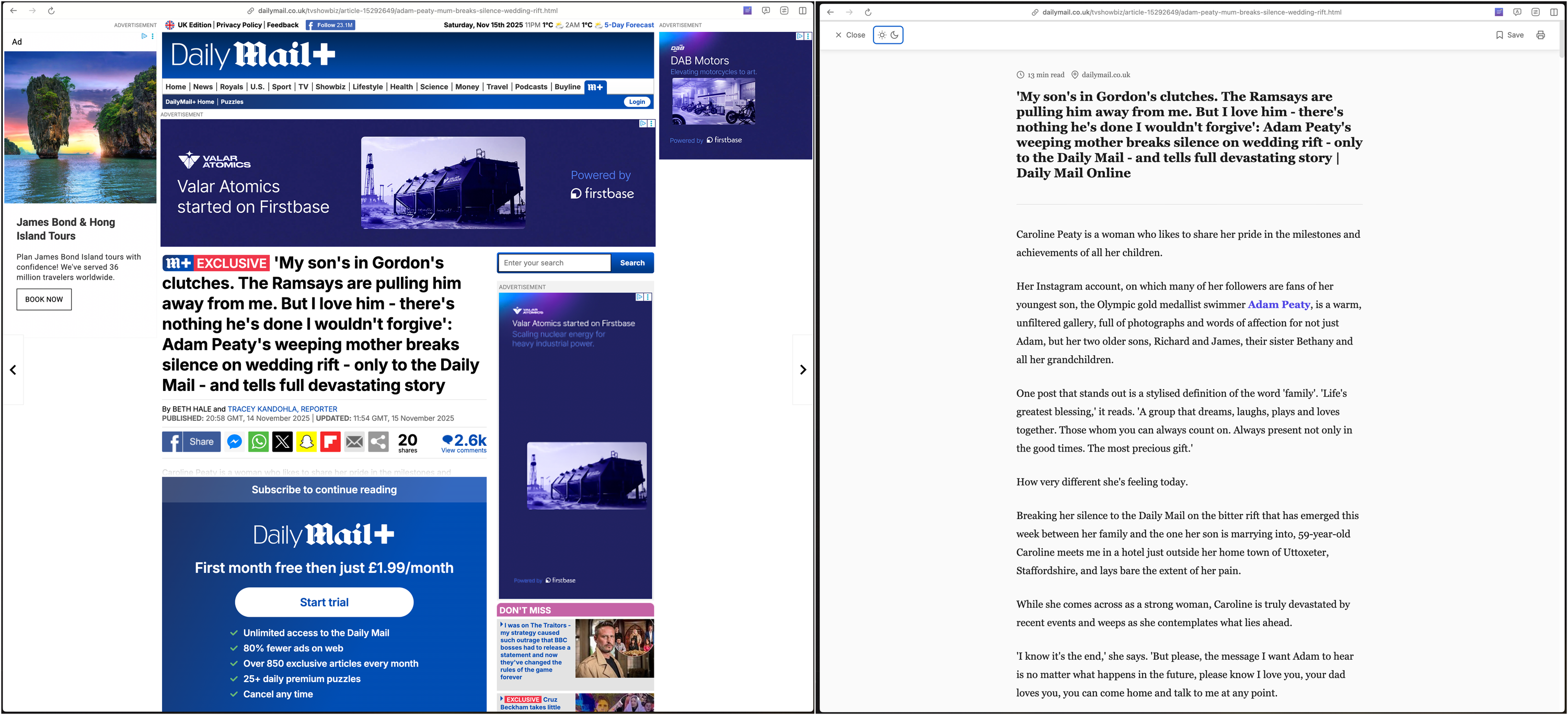 Focus Reader Extension - Before and After Comparison